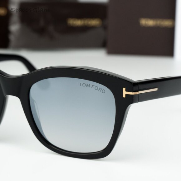 BRAND NEW Tom Ford Women Sunglasses Black Grad Smoke Silver Square FT0614/S 01C - Picture 5 of 11